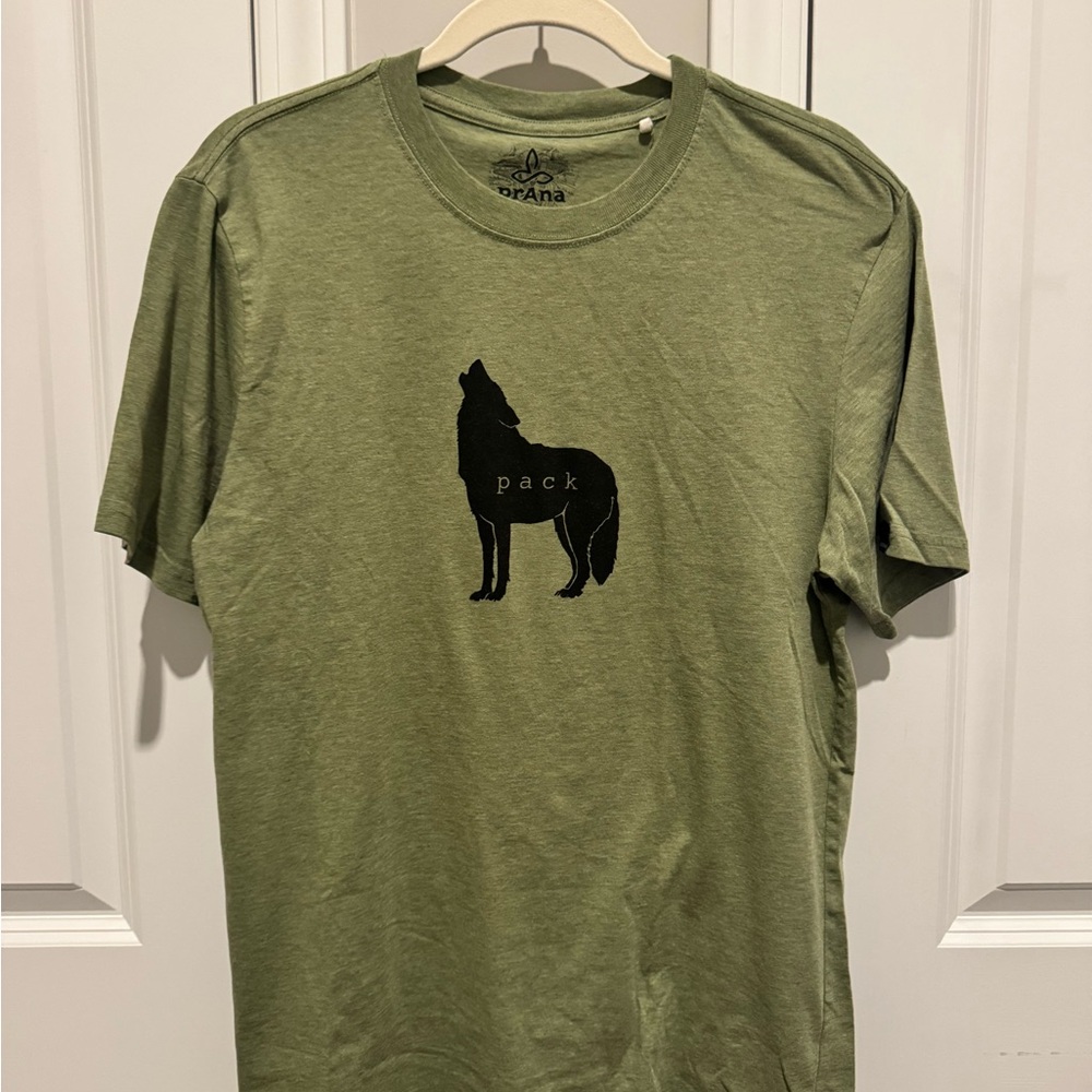Prana Olive Green Wolf Pack Graphic Tee